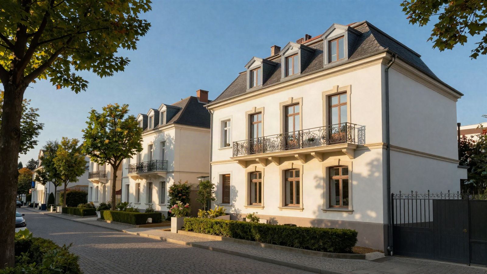 Wohnstraße mit gepflegten Villen in Wiesbaden
